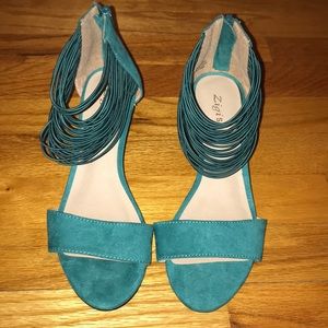 Teal Suede Wedges